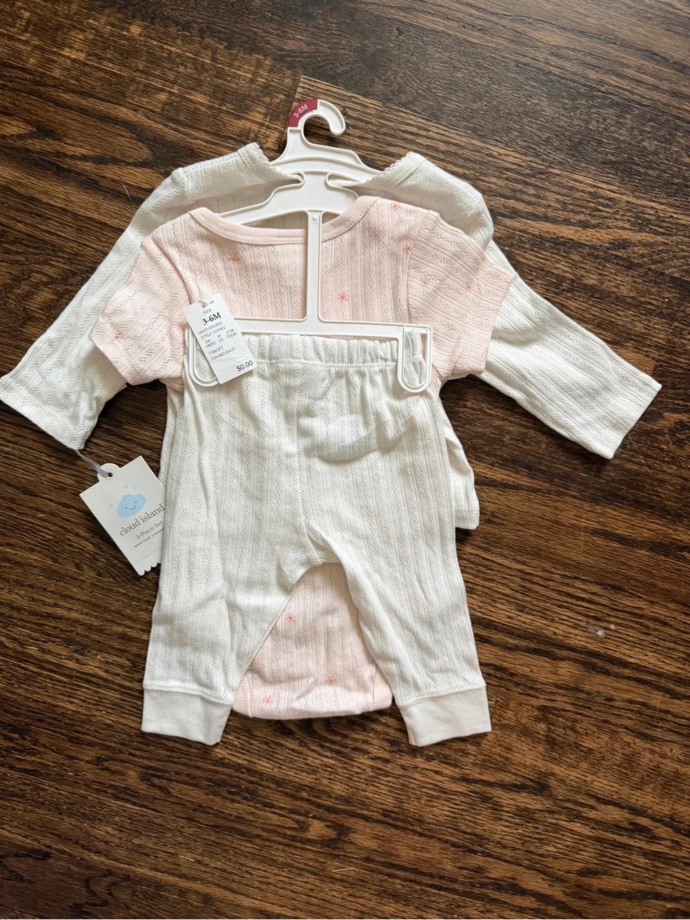 Cloud Island Baby Girls’ 3 piece floral pointelle knit outfit 3-6M